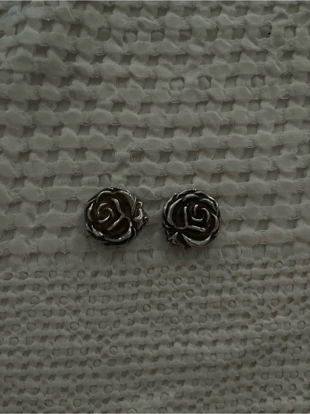 Stearling rose clip on earrings vintage